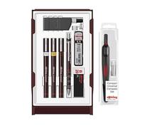 rOtring Isograph College - Juego de bolígrafos técnicos de 0,25/0,35/0,5 mm + lápiz mecánico Tikky 0,5 + tinta + borrador + brújula universal - Kit de dibujo y dibujo recargable