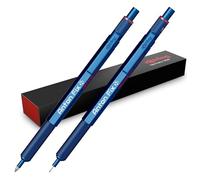 rOtring Juego de 600 bolígrafos retráctiles y portaminas con grabado, juego de escritura de metal premium, personalizado, regalo para oficina, estudio y tecnología (azul)