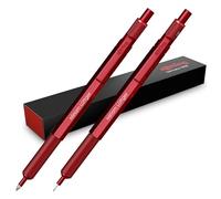 rOtring Juego de 600 bolígrafos retráctiles y portaminas con grabado, juego de escritura de metal premium, personalizado, regalo para oficina, estudio y tecnología (rojo)