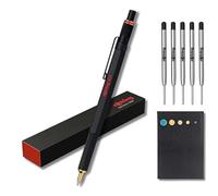 rOtring Juego de 800 bolígrafos | Barril negro | + recambios de bolígrafo mediano de tinta negra (5 unidades) | Notas adhesivas