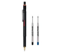 rOtring Juego de 800 bolígrafos | Punta media | Tinta negra | Barril negro | Recargable | Recambios de bolígrafo rOtring Mediano - Negro y Azul