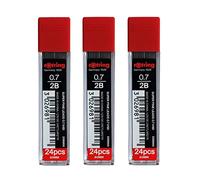rOtring Minas de 0,7 mm de polímero 2B, paquete de 3 tubos, 72 minas en total, recambios para portaminas