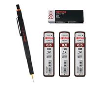 rOtring Portaminas 800 0,5 mm 1904447 - Negro | 3 recambios de mina Tikky, HB - 0,5 mm | Borrador B20