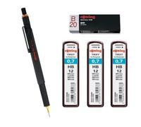 rOtring Portaminas 800 0,7 mm 1904446 - Negro | 3 recambios de mina Tikky, HB - 0,7 mm | Borrador B20