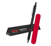 rOtring Rapid Pro - Portaminas HB de 2,0 mm, barril de metal negro mate con estuche de terciopelo