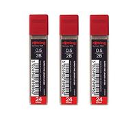 rOtring Recambios de plomo para lápices mecánicos, de 0,5 mm, 2B, súper polímero, para lápices mecánicos, paquete de 3 tubos, 72 plomos