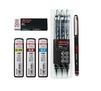 Rotring Tikky - Juego completo de 3 portaminas con recambios y goma de borrar y un bolígrafo roller