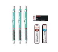 rOtring Tikky - Juego de escritura - 2 portaminas (0,5 mm y 0,7 mm) + bolígrafo - Azul mar - Con goma de borrar y recambios de mina HB - Kit de papelería premium para escuela, oficina y dibujo