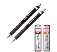 rOtring Tikky - Juego de portaminas, incluye lápices de 0,5 mm y 1,0 mm con repuestos de mina de polímero HB, ideal para escribir, dibujar y dibujar