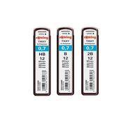 rOtring Tikky - Juego de recambios de minas de polímero de alta calidad, 0,7 mm, B (12 minas), HB (12 minas), 2B (12 minas)