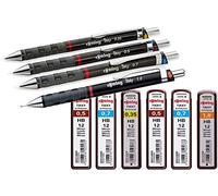 rOtring Tikky - Portaminas (4 unidades, HB 0,7/0,5/0,35/1,0) + 12 minas 0,35 y 1,0 | 24 minas 0,5, 0,7