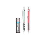 rOtring Tikky - Portaminas pastel con recambios de alto polímero, HB 0,7 mm, color azul ópalo rosa té, 2 unidades