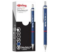 rOtring Tikky Retro Portaminas | 2B 0,7 mm | Cuerpo azul | Cómodo agarre ondulado | 12 unidades