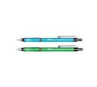 rOtring Visuclick - Juego de portaminas, 2 colores (azul, verde), lápices recargables automáticos 2B de 0.7 mm para dibujar, escribir, escuela y oficina