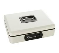 Rottner Caja de caudales Pro Box Two, Color Blanco, Cerradura de cilindro con 2 llaves, (An. x Al. x Pr.) 30 x 9 x 24 cm, con bandeja de color negro para el dinero en efectivo, Asa retráctil