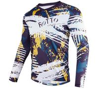 ROTTO Camiseta de Manga Larga para Hombre MTB Maillot para Bicicleta de Montaña Camiseta BMX Downhill Transpirable y de Secado Rápido