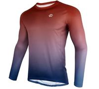 ROTTO Camiseta de Manga Larga para Hombre MTB Maillot para Bicicleta de Montaña Camiseta BMX Downhill Transpirable y de Secado Rápido