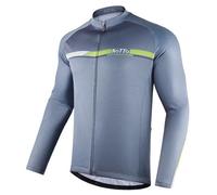 ROTTO Maillot Ciclismo Hombre Camiseta Ciclismo Manga Larga con Bolsillo Traseros Serie de Rayas