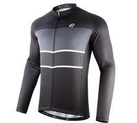 ROTTO Maillot Ciclismo Hombre Camiseta Ciclismo Manga Larga con Bolsillo Traseros Serie de Rayas