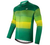 ROTTO Maillot Ciclismo Hombre Camiseta Ciclismo Manga Larga con Bolsillo Traseros Serie de Rayas