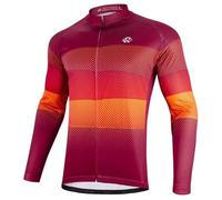 ROTTO Maillot Ciclismo Hombre Camiseta Ciclismo Manga Larga con Bolsillo Traseros Serie de Rayas