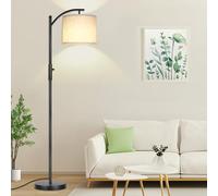 Rottogoon Dimmbare Stehleuchte, Bogen Stehlampen für Wohnzimmer, stufenlos dimmbare Moderne Stehlampe mit Leinenschirm, Hohe Lampe für Schlafzimmer Büro Esszimmer- Schwarz [Energieklasse F]