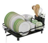 ROTTOGOON Escurreplatos para Ahorrar Espacio, con Estante para Cubiertos, Soporte para Utensilios de Cocina, Lavabo, Apto para Mesa de Cocina, Color Negro