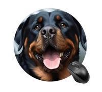 Rottweiler - Alfombrilla redonda para mouse con cabeza de lengua de perros, base de goma antideslizante, alfombrilla de protección de escritorio lavable para decoración del hogar, oficina, accesorios