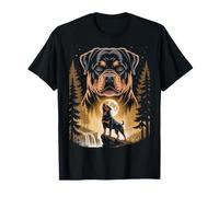 Rottweiler Aullando en la Noche del Bosque de Luna Llena Camiseta