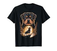 Rottweiler Aullando en la Noche del Bosque de Luna Llena Camiseta
