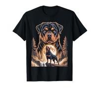 Rottweiler Aullando en la Noche del Bosque de Luna Llena Camiseta