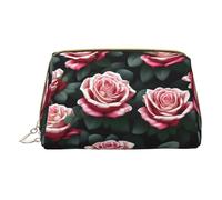 Rottweiler - Bolsa de maquillaje de piel con estampado de patrón pequeño para mujer, organizador de cosméticos para bolso, Rose Flower Of Many Fans, One Size