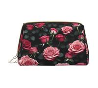Rottweiler - Bolsa de maquillaje de piel con estampado de patrón pequeño para mujer, organizador de cosméticos para bolso, Rose Flower of Many, One Size