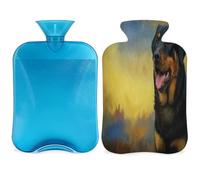 Rottweiler - Botella de agua caliente para perro con funda, diseño de perro animal, bolsa de agua caliente de 2 L para aliviar el dolor, cuello y hombro, calentador de pies, compresa caliente y fría