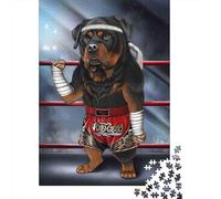 Rottweiler Boxeador Guerrero Ring Rompecabezas de 1000 Piezas, Papel Reciclado Regalo Hombre Mujer Extremadamente Difícil 38x26cm/1000pcs