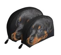 Rottweiler Cachorros Mascotas Perros Rottweiler Pequeños, Bolsa de Maquillaje de Concha, Monedero pequeño para Mujer, Bolsa de artículos de tocador, Bolsa de cosméticos, 2 Piezas