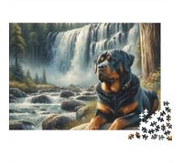 Rottweiler Cascada Paisaje Puzzle de 1000 Piezas Puzzle para Adultos Relajación Decoración Regalo 52x38cm/1000pcs