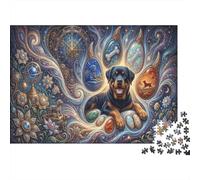 Rottweiler CelestialRompecabezas Premium 1000 Piezas Cartón Perro Steampunk Antistrés Adultos, Entretenimiento Familiar, Regalo Ideal para Hobbyistas 38x26cm/1000pcs