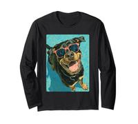 Rottweiler Divertido con Gafas de Sol Cool Dog Swimming Summer Manga Larga