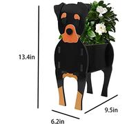 Rottweiler Dog Planter Black Animal Shaped Cartoon Planter Creative Personality Balcony Courtyard Garden Outdoor Indoor Terrace Potted Flower Pot Home Decoration