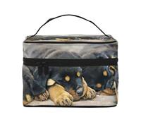 Rottweiler Dormir Perros Mascotas Cachorros Pequeños, Bolsa de Maquillaje Bolsa de cosméticos Bolsa de Aseo de Viaje portátil Estuche para lápices