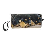 Rottweiler Dormir Perros Mascotas Cachorros Pequeños, Bolsa de Maquillaje Bolsa de cosméticos Bolsa de artículos de tocador de Viaje portátil Bolsa de Maquillaje