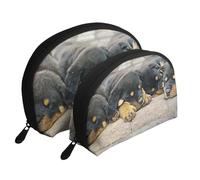 Rottweiler Dormir Perros Mascotas Cachorros Pequeños, Bolsa de Maquillaje de Concha, Monedero pequeño para Mujer, Bolsa de artículos de tocador, Bolsa de cosméticos, 2 Piezas