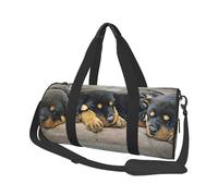 Rottweiler Dormir Perros Mascotas Cachorros Pequeños, Bolsa de Viaje de Gran Capacidad, Bolso Redondo, Bolsa de Viaje Deportiva, Bolsa de Mano, Bolsa de Fitness
