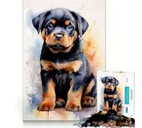 Rottweiler en Acuarela, Rompecabezas de 1000 Piezas para Adultos, Juguete de lógica Fina, Tiempo Libre, Arte de Bordes limpios, Coleccionable (38x52cm)
