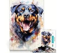 Rottweiler en Acuarela, Rompecabezas de 1000 Piezas para Adultos, Juguete Inteligente para el hogar, Corte Suave, Sorpresa navideña (38x26cm)