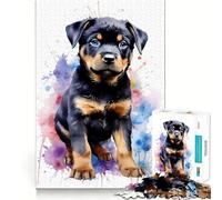 Rottweiler en Acuarela, Rompecabezas para Adultos, 1000 Piezas, ejercita la Mente, relajación, Borde preciso, colección de Arte (38x52cm)