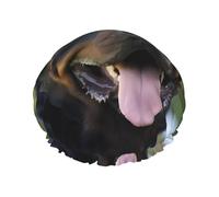 Rottweiler - Gorro de ducha con estampado de papel pintado, doble capa, transpirable, correa elástica ajustable, artículos esenciales duraderos para viajes de hotel