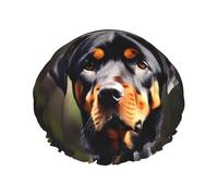 Rottweiler - Gorro de ducha ligero con estampado de papel pintado para mujeres y hombres, gorro reutilizable suave y gorro de baño