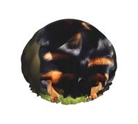 Rottweiler - Gorro de ducha reutilizable con impresión de papel tapiz de doble capa, mantiene el cabello seco, se adapta a todas las cabezas
